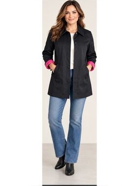 Coach Graffiti Multi Script Logo Lining Black Rain Trench Jacket Coat Sz L NWOT